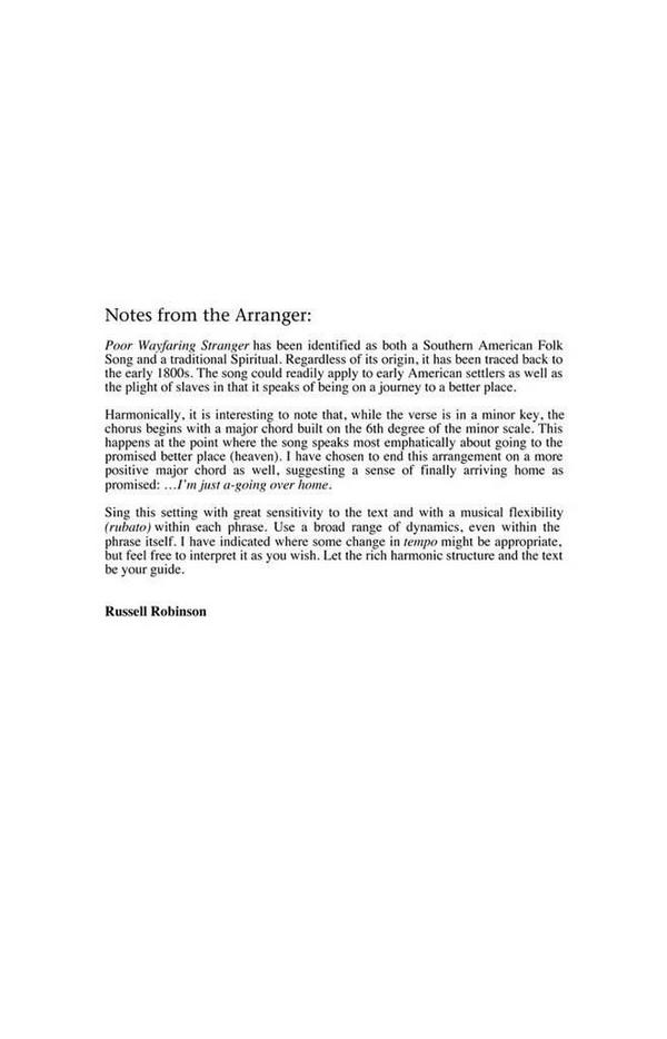 Poor Wayfaring Stranger&nbsp;&nbsp;SATB a Cappella&nbsp;&nbsp;Chorpartitur