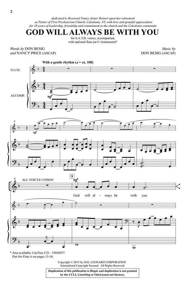 Don Besig_Nancy Price, God Will Always Be with You&nbsp;&nbsp;SATB and opt. Flute&nbsp;&nbsp;Chorpartitur