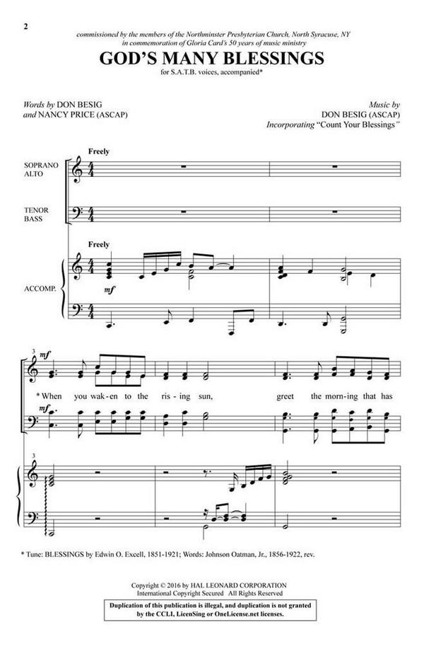 Don Besig_Nancy Price, God's Many Blessings&nbsp;&nbsp;SATB&nbsp;&nbsp;Chorpartitur