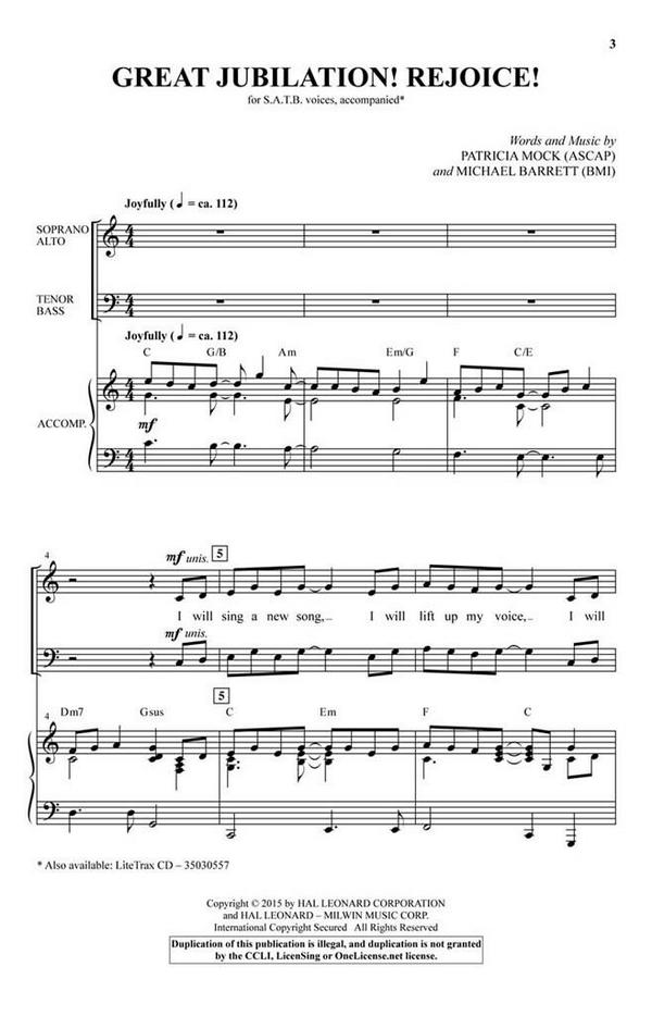 Patricia Mock_Michael Barrett, Great Jubilation! Rejoice!&nbsp;&nbsp;SATB&nbsp;&nbsp;Chorpartitur