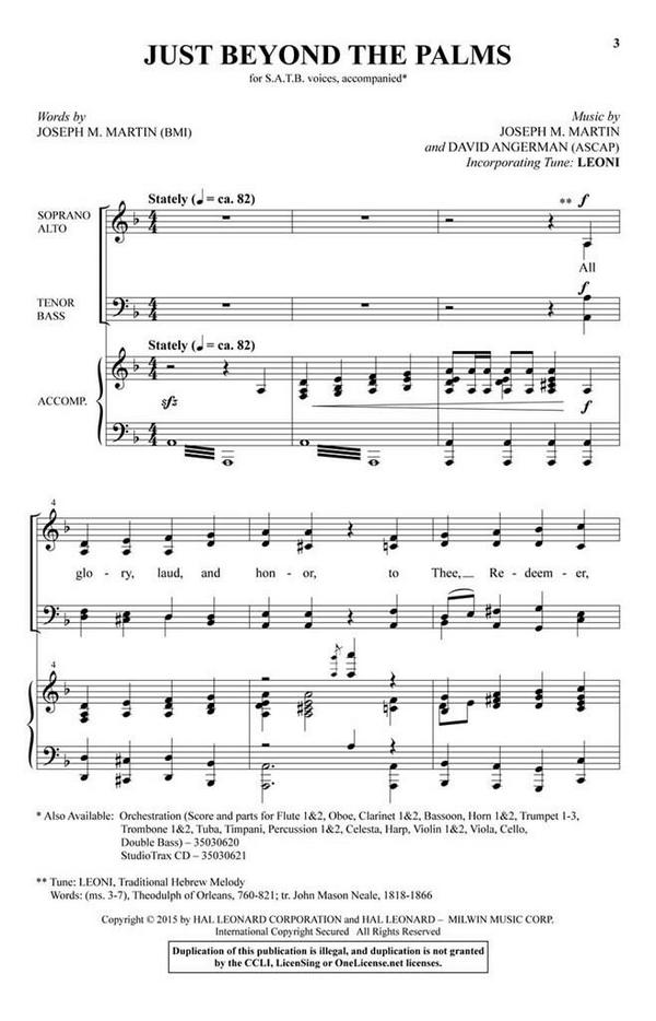 David Angerman_Joseph M. Martin, Just Beyond the Palms&nbsp;&nbsp;SATB&nbsp;&nbsp;Chorpartitur