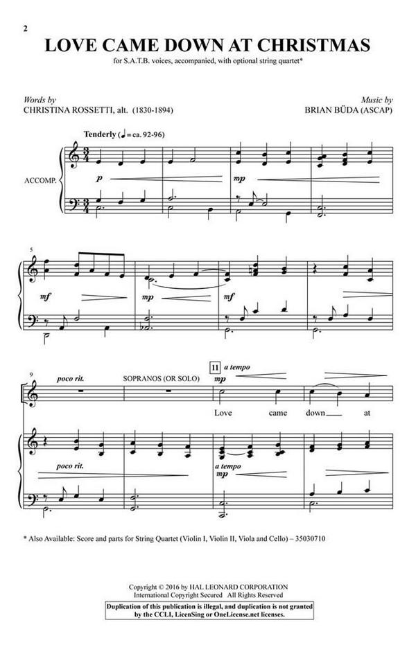 Christina Rossetti_Brian Buda, Love Came Down at Christmas&nbsp;&nbsp;SATB&nbsp;&nbsp;Chorpartitur