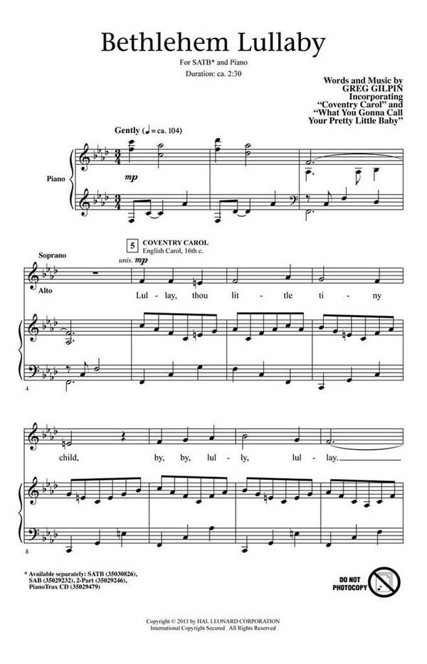 Bethlehem Lullaby&nbsp;&nbsp;SATB&nbsp;&nbsp;Chorpartitur
