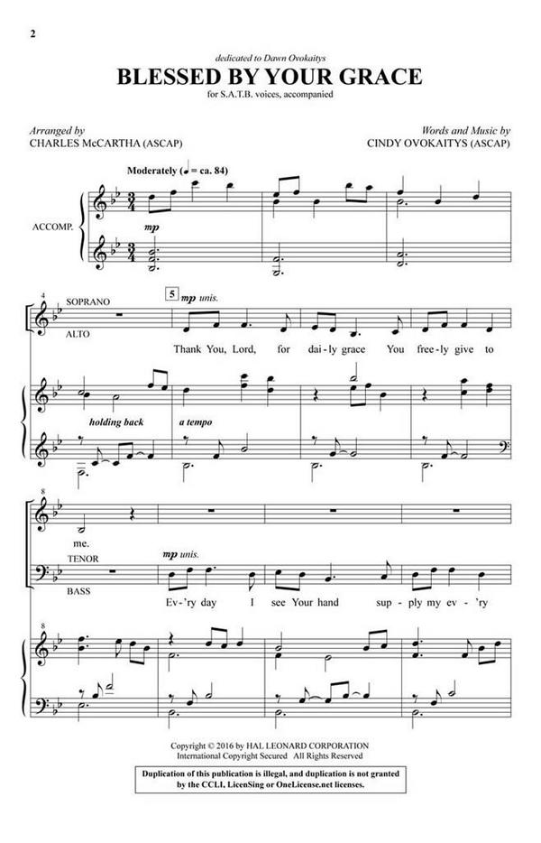 Cindy Ovokaitys, Blessed by Your Grace&nbsp;&nbsp;SATB&nbsp;&nbsp;Chorpartitur
