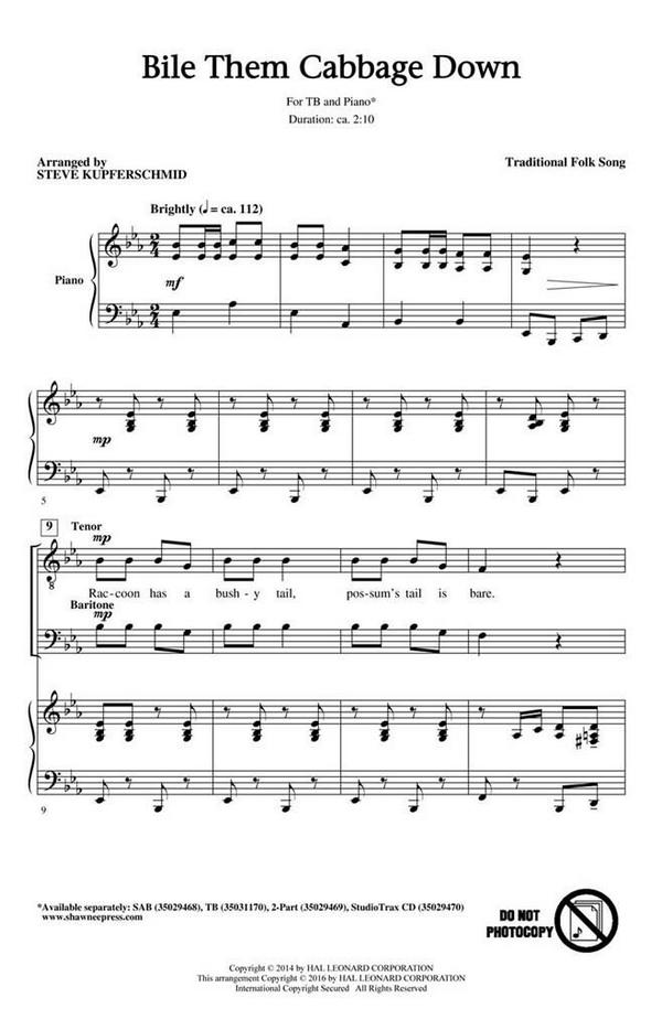 Bile Them Cabbage Down&nbsp;&nbsp;TB&nbsp;&nbsp;Chorpartitur