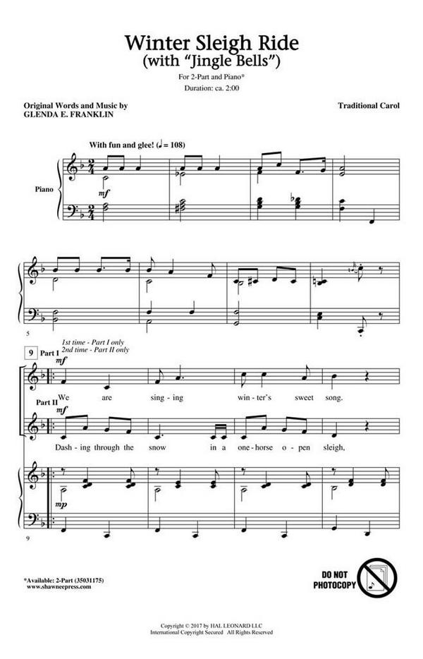 Glenda E. Franklin, Winter Sleigh Ride&nbsp;&nbsp;2-Part Choir&nbsp;&nbsp;Chorpartitur