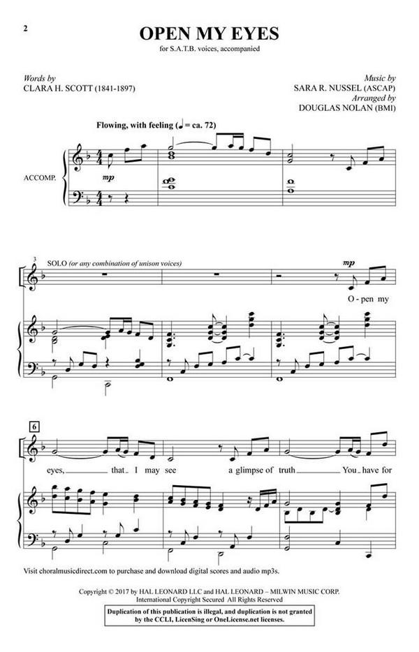 Clara H. Scott_Sara R. Nussel, Open My Eyes&nbsp;&nbsp;SATB&nbsp;&nbsp;Chorpartitur