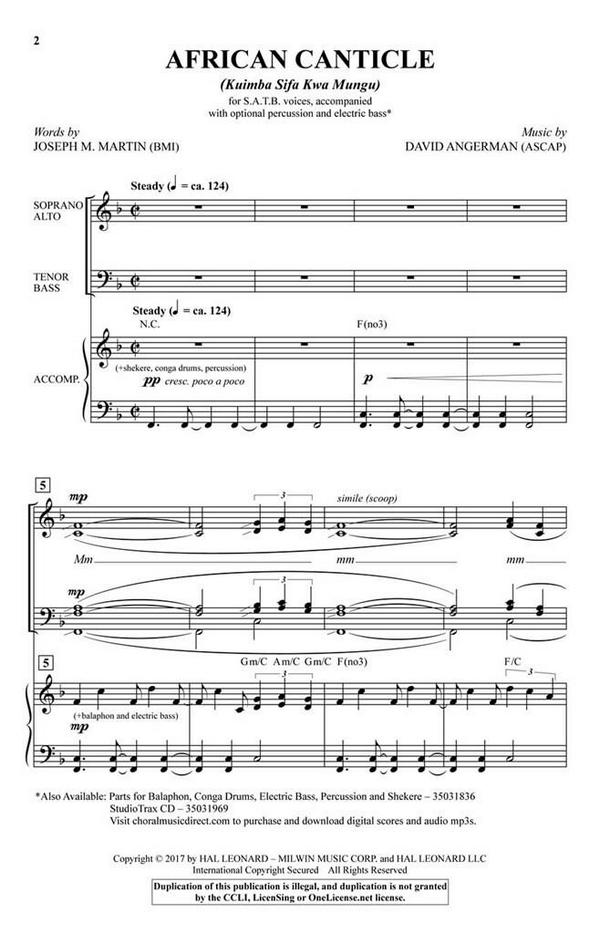 Joseph M. Martin_David Angerman, African Canticle&nbsp;&nbsp;SATB&nbsp;&nbsp;Chorpartitur