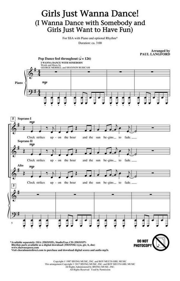 George Merrill_Robert Hazard_Shannon Rubicam, Girls Just Wanna Dance!&nbsp;&nbsp;SSA&nbsp;&nbsp;Chorpartitur