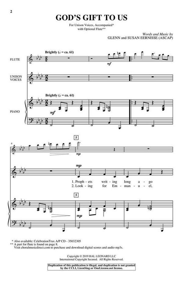 Glenn Faber_Susan Faber, God's Gift to Us&nbsp;&nbsp;Unison&nbsp;&nbsp;Chorpartitur