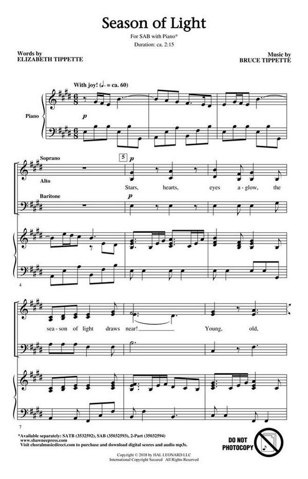 Bruce W. Tippette, Season of Light&nbsp;&nbsp;SAB&nbsp;&nbsp;Chorpartitur
