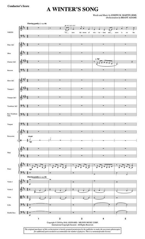 Joseph M. Martin, Winter's Grace&nbsp;&nbsp;Orchestra&nbsp;&nbsp;Stimmen-Set