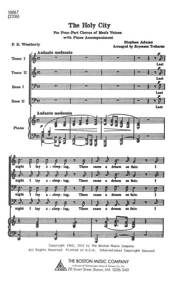 The Holy City&nbsp;&nbsp;SATB and Piano&nbsp;&nbsp;Chorpartitur