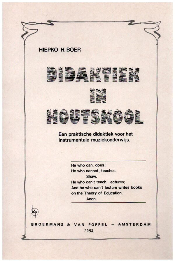 Didaktiek in Houtskool  Een praktische didaktiek voor het instrumentale muziekonderwijs  