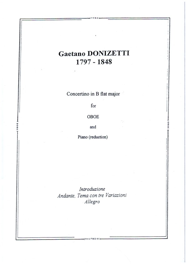 Concertino B-flat Major  for oboe and orchestra  piano reduction
