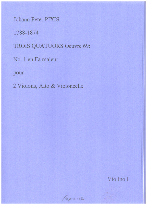 Quartet en Fa majeur op. 69 No. 1&nbsp;&nbsp;pour 2 violons, alto et violoncelle&nbsp;&nbsp;parties