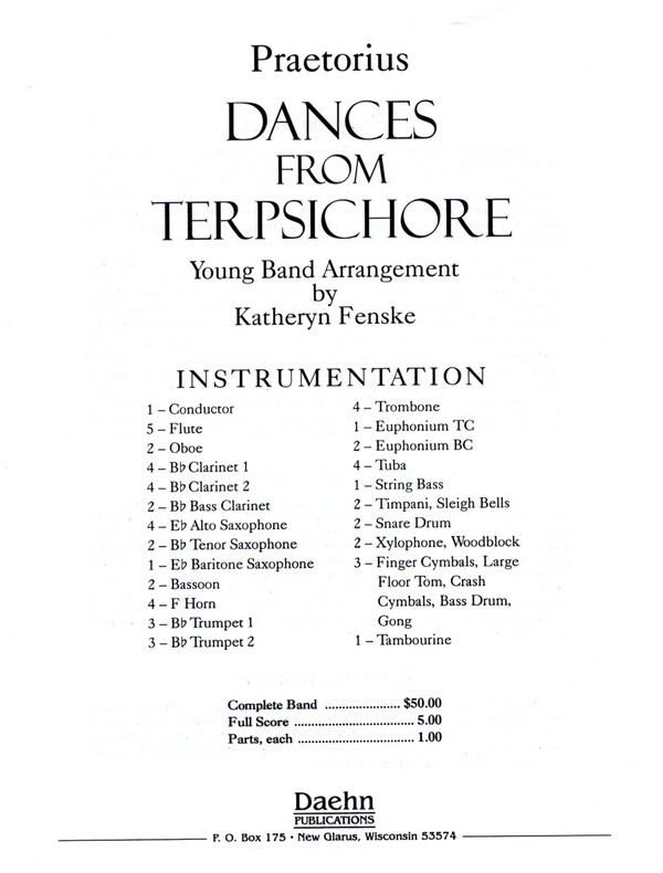 Dances from Terpsichore  for concert band  score