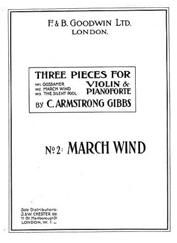 Cecil Armstrong Gibbs, March Wind&nbsp;&nbsp;Violine und Klavier&nbsp;&nbsp;Buch