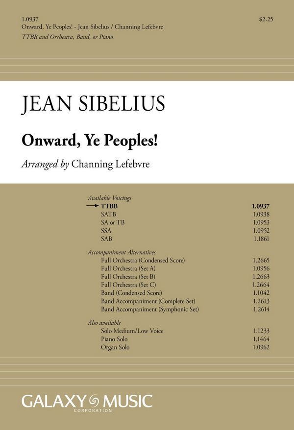 Jean Sibelius, Onward, Ye Peoples!&nbsp;&nbsp;TTBB and Piano&nbsp;&nbsp;Stimme