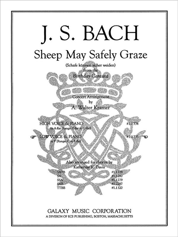 Johann Sebastian Bach, Sheep May Safely Graze&nbsp;&nbsp;Low Voice [F] and Piano&nbsp;&nbsp;Buch