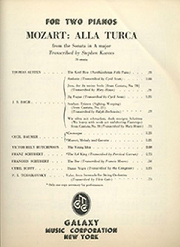 Alla Turca  for 2 pianos  