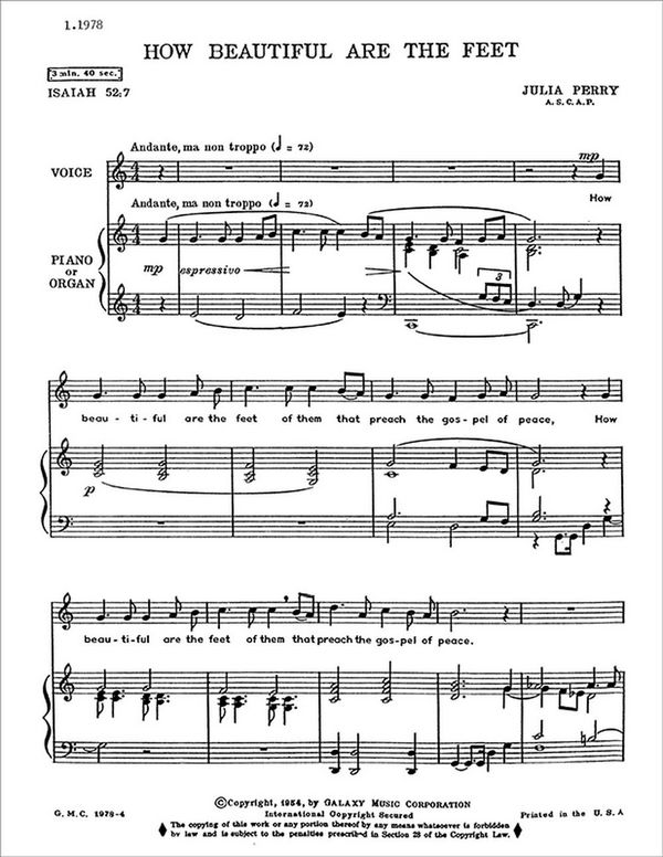 Julia Perry, How Beautiful are the Feet&nbsp;&nbsp;Medium Voice and Keyboard [Organ or Piano]&nbsp;&nbsp;Buch