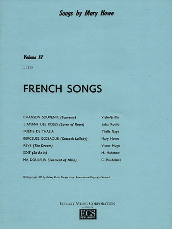 Mary Howe, French Songs&nbsp;&nbsp;High Voice or Medium Voice and Piano&nbsp;&nbsp;Buch