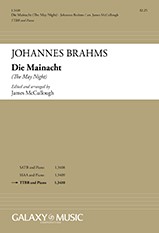 Johannes Brahms, Die Mainacht&nbsp;&nbsp;TTBB Chorus and Piano&nbsp;&nbsp;Chorpartitur