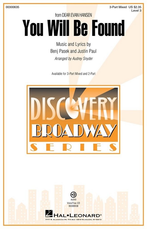 You Will Be Found (from 'Dear Evan Hansen')  for 3-part mixed choir  choral score