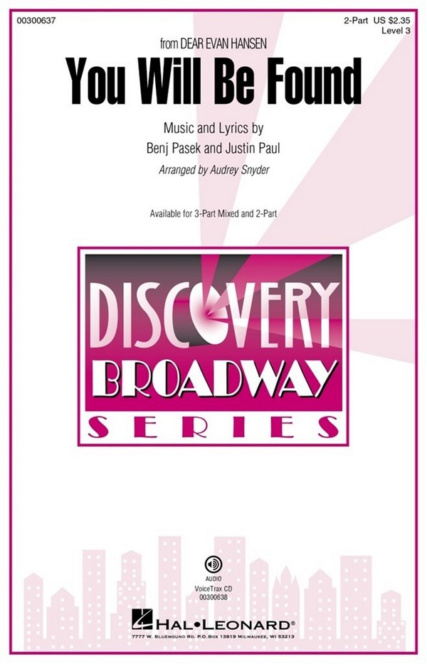 You Will Be Found (from Dear Evan Hansen)  for 2-part choir and piano  score
