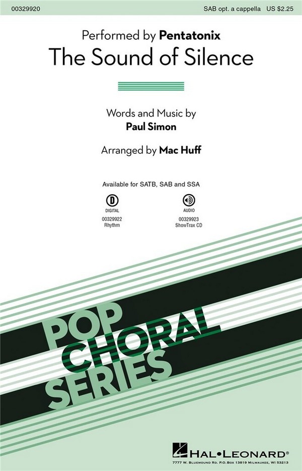 The Sound of Silence  for mixed choir (SAB) opt. a Cappella  choral score