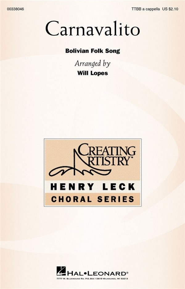 Carnavalito&nbsp;&nbsp;TTBB&nbsp;&nbsp;Choral Score