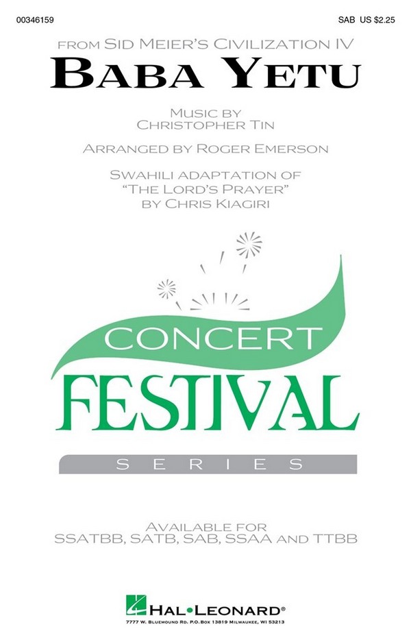 Baba Yetu&nbsp;&nbsp;for mixed choir (SAB) and piano&nbsp;&nbsp;choral score