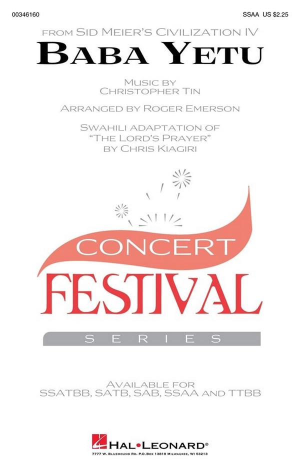 Baba Yetu&nbsp;&nbsp;for female chorus and piano with opt. instrumental accompaniment&nbsp;&nbsp;score