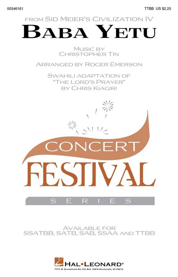 Baba Yetu&nbsp;&nbsp;for male choir and piano&nbsp;&nbsp;choral score