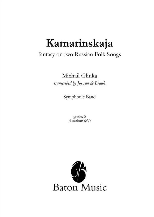 Adam Glinka, Kamarinskaja  Concert Band/Harmonie  Partitur + Stimmen