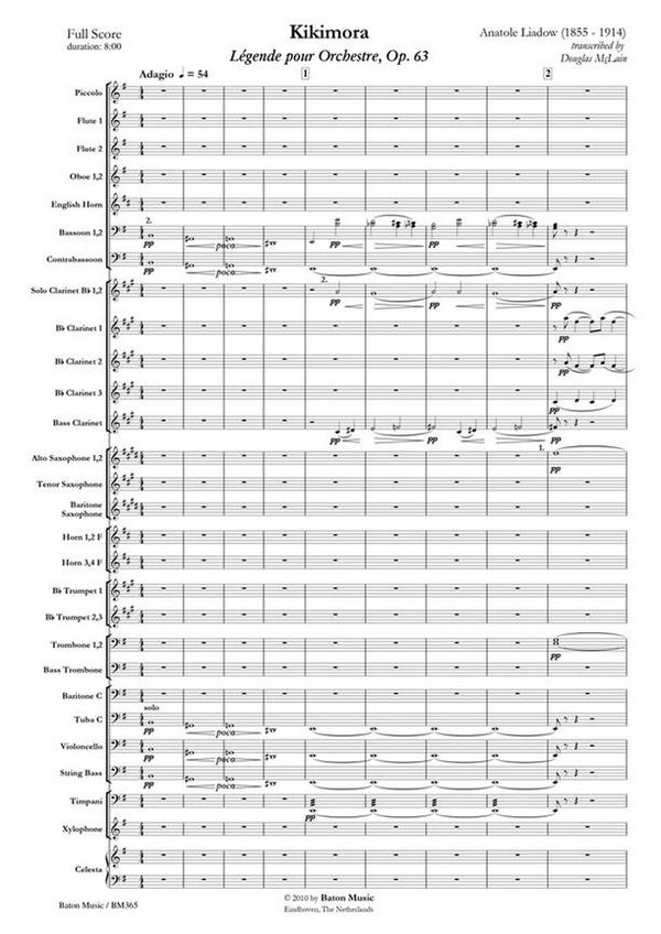 Anatoly K. Liadov, Kikimora  Concert Band/Harmonie  Partitur + Stimmen