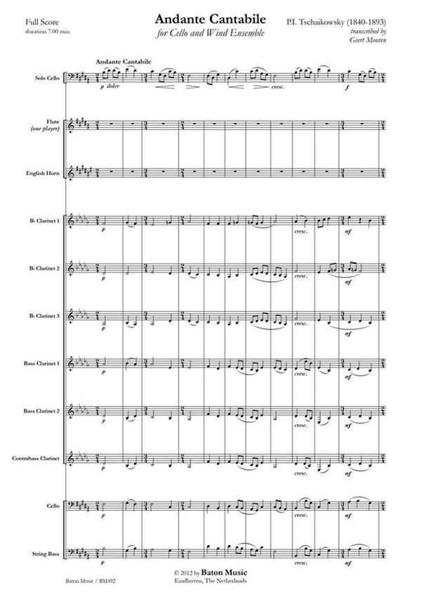 Andante Cantabile  Concert Band  Partitur + Stimmen
