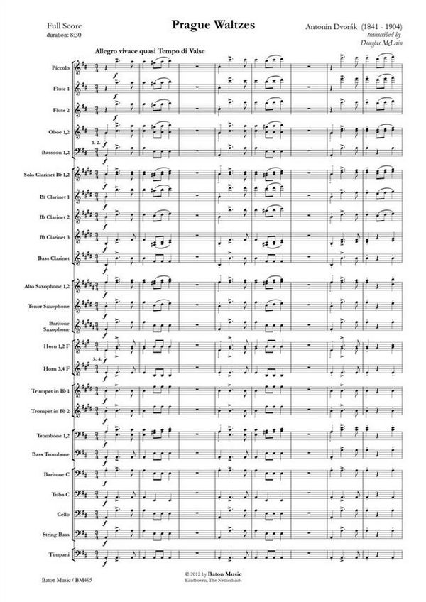 Antonín Dvorák, Prague Waltzes  Concert Band/Harmonie  Partitur + Stimmen
