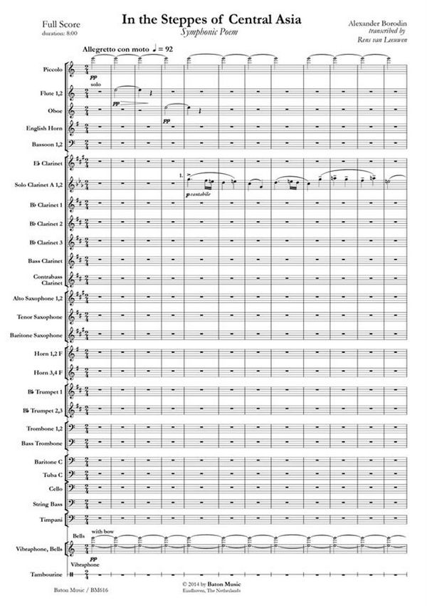 Alexander Porfiryevich Borodin, In The Steppes Of Central Asia  Concert Band/Harmonie  Partitur + Stimmen