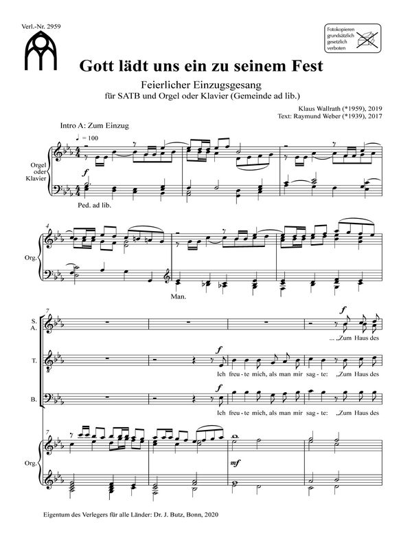 Gott lädt uns ein zu seinem Fest&nbsp;&nbsp;für gem Chor und Orgel (Gem. ad lib.)&nbsp;&nbsp;Chorpartitur