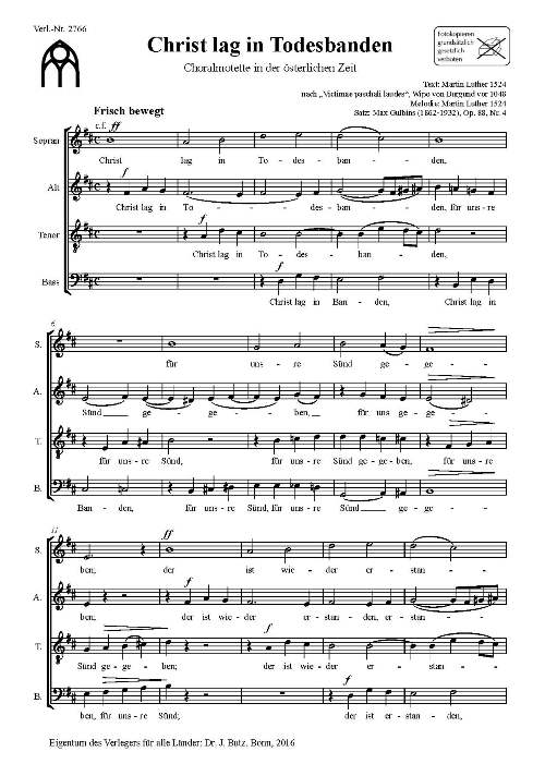 Gulbins, Max, Christ lag in Todesbanden&nbsp;&nbsp;SATB a cappella&nbsp;&nbsp;