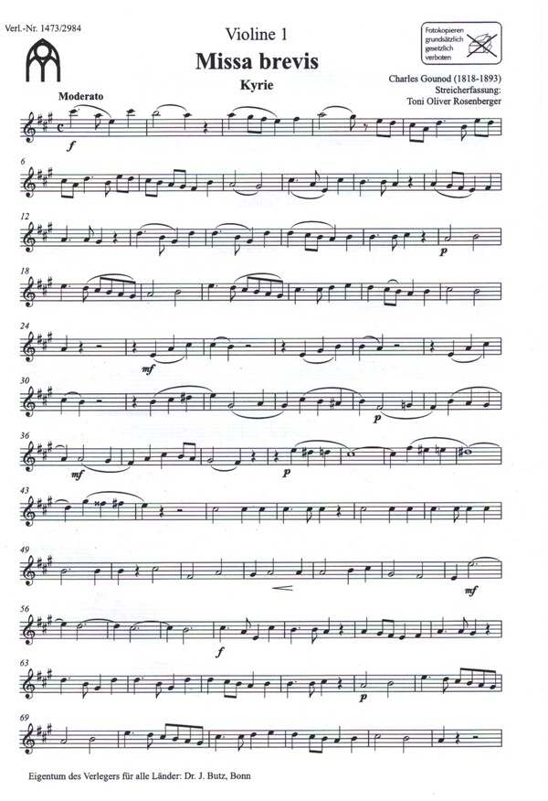 Missa brevis&nbsp;&nbsp;für Frauenchor, Orgel und/oder Streicher&nbsp;&nbsp;Stimmenset