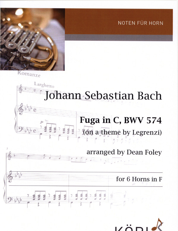 Bach, Johann Sebastian&nbsp;&nbsp;Fuga in C, BWV 574 (on a theme by Legrenzi)&nbsp;&nbsp;for 6 Horns