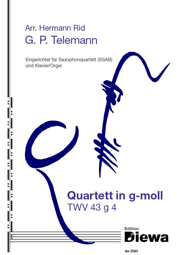 Telemann, G. P. (arr. Hermann Rid)&nbsp;&nbsp;Quartett in g-moll  (TWV 43 g 4)&nbsp;&nbsp;für Saxophonquartett (SSAB) und Klavier/Orgel