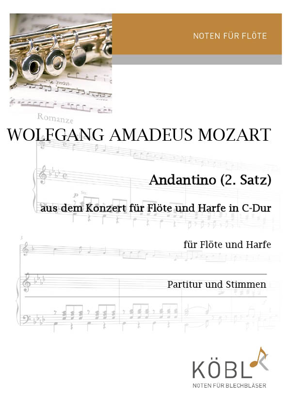Mozart, Wolfgang Amadeus (Zaneboni)&nbsp;&nbsp;Andantino&nbsp;&nbsp;für Flöte und Harfe