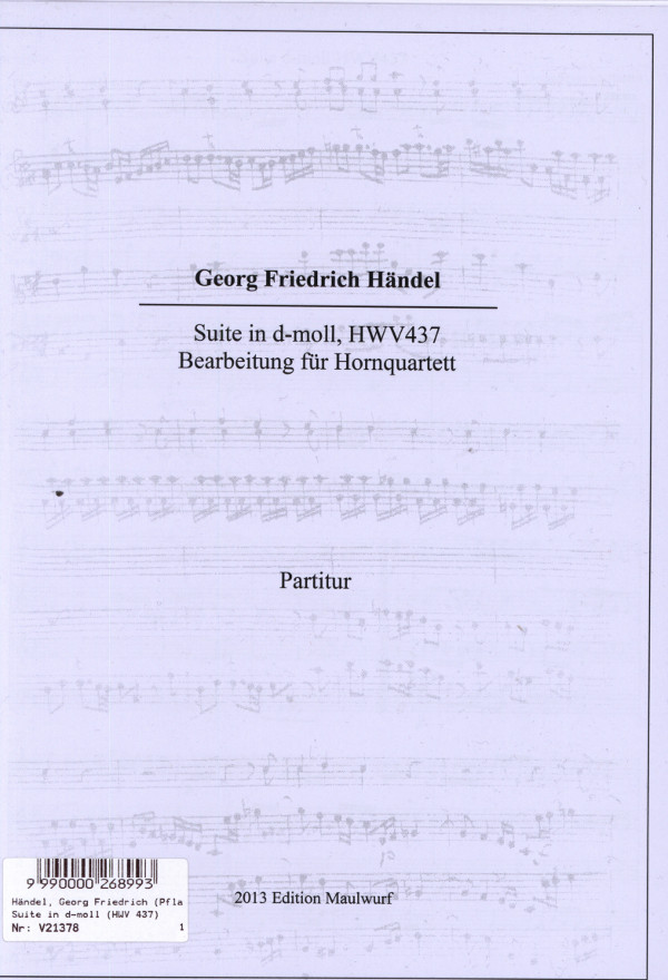 Händel, Georg Friedrich (Pflaum)&nbsp;&nbsp;Suite in d-moll (HWV 437)&nbsp;&nbsp;für 4 Hörner