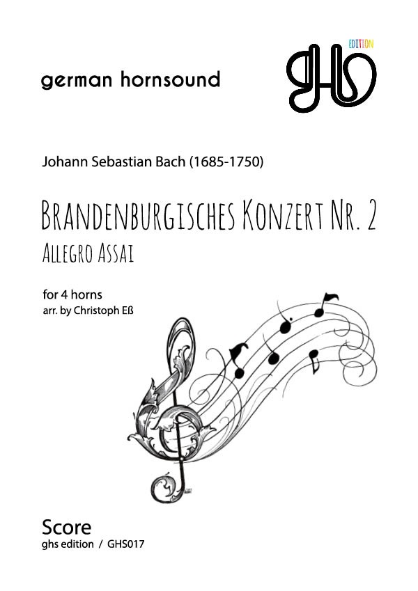 Bach, Johann Seb. (arr. Christop Ess)  Brandenburgisches Konzert Nr. 2 - Allegro Assai  für 4 Hörner