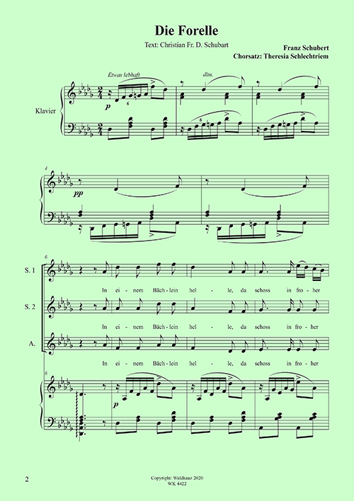 Theresia Schlechtriem, Die Forelle&nbsp;&nbsp;für SSA Chor&nbsp;&nbsp;