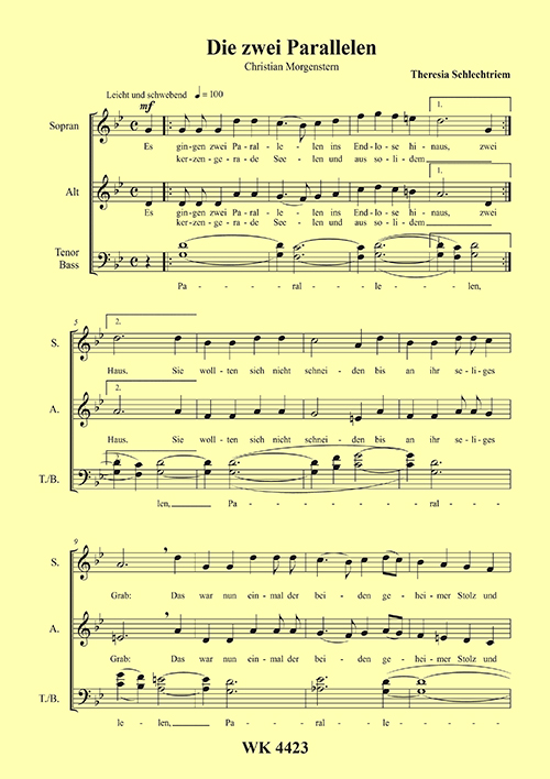 Theresia Schlechtriem, Die zwei Parallelen&nbsp;&nbsp;gem. Chor&nbsp;&nbsp;
